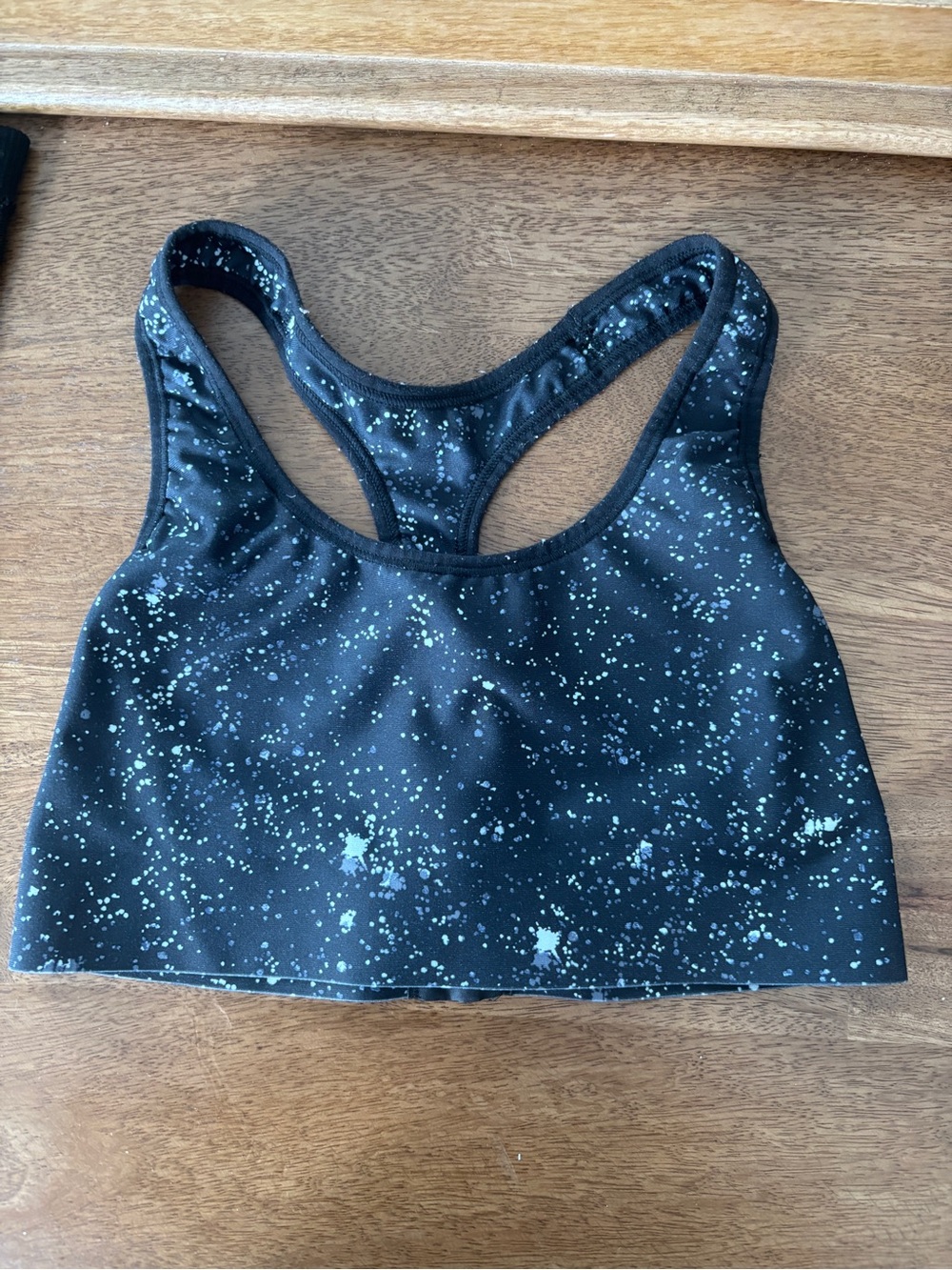 Champion black sports bra with white speckles size S